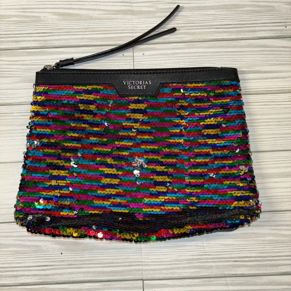 Victoria’s Secret Rainbow Sequin Makeup Bag - Picture 1 of 5